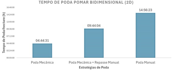 Operational pruning time in a two-dimensional apple orchard grafted onto G.202 rootstock under different management strategies. Vacaria – RS. 2024/25 season.